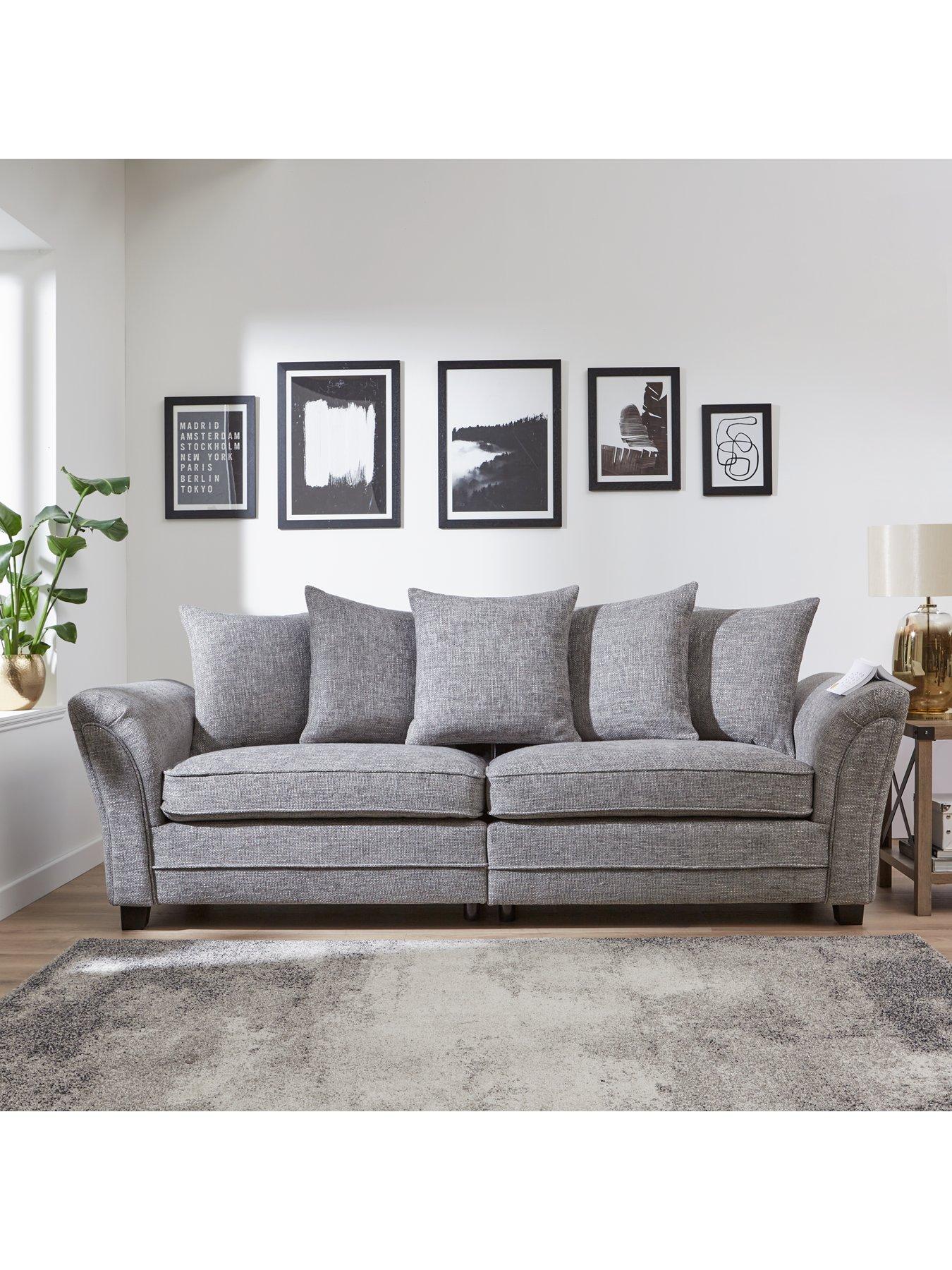 Image 1 of 6 of The Very Collection Dury Chunky Weave 4 Seater Scatterback Sofa - Grey - FSC&reg; Certified