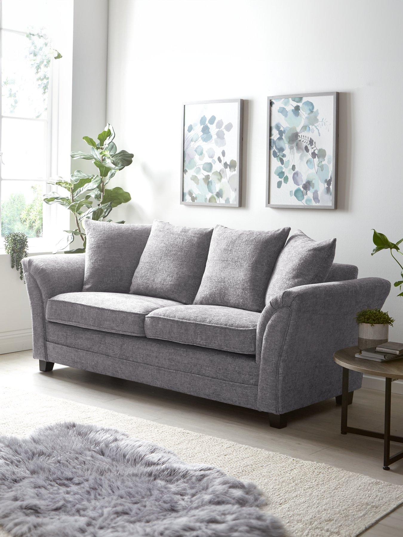 Image 1 of 6 of The Very Collection Dury Chunky Weave 3 Seater Scatterback Sofa - Grey - FSC&reg; Certified
