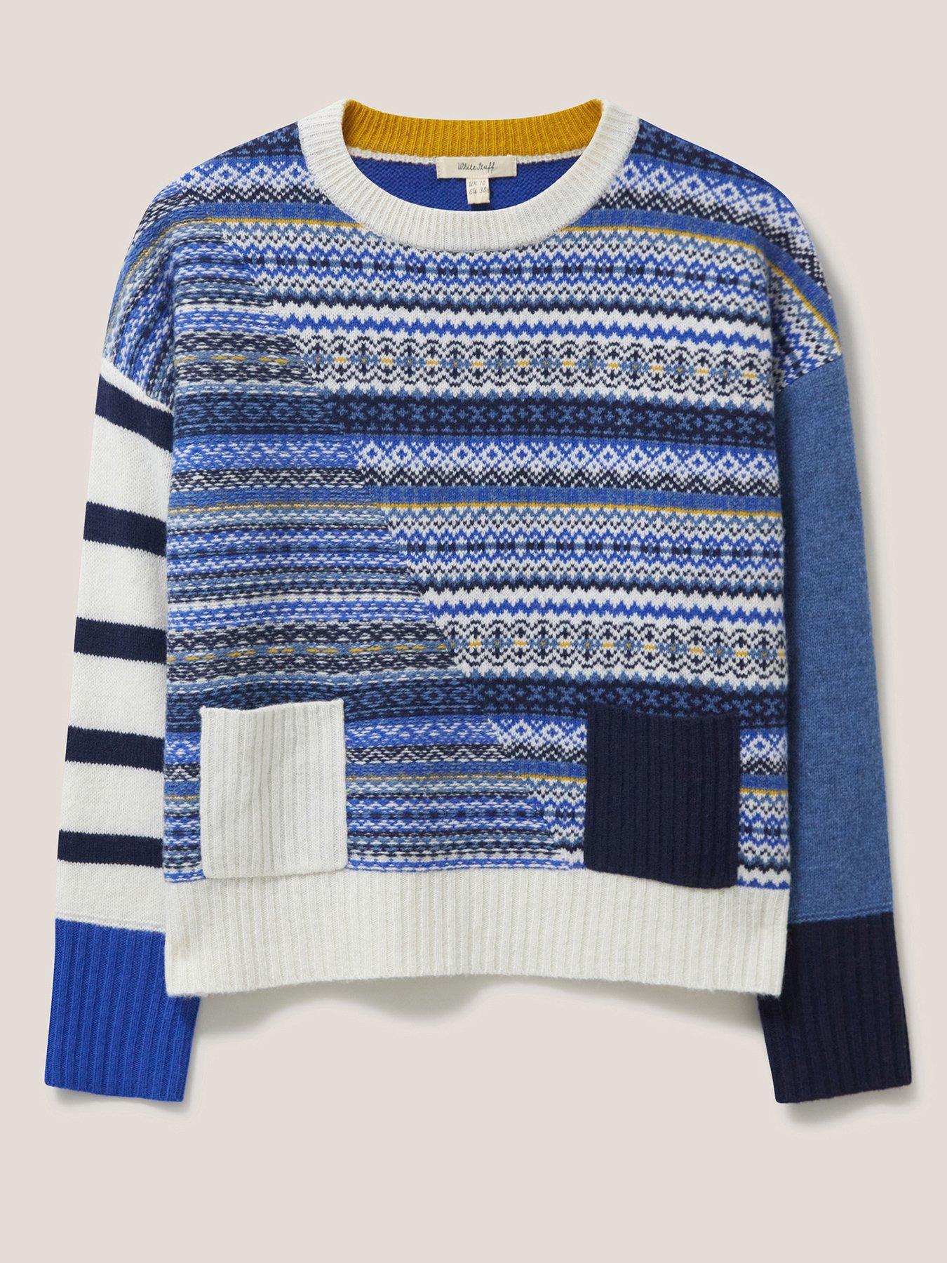  image of white-stuff-fairisle-mix-stripe-jumper-blue