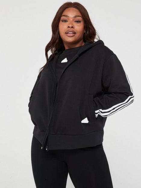 adidas-sportswear-future-icons-3-stripe-full-zip-hoodie-plus-size-black