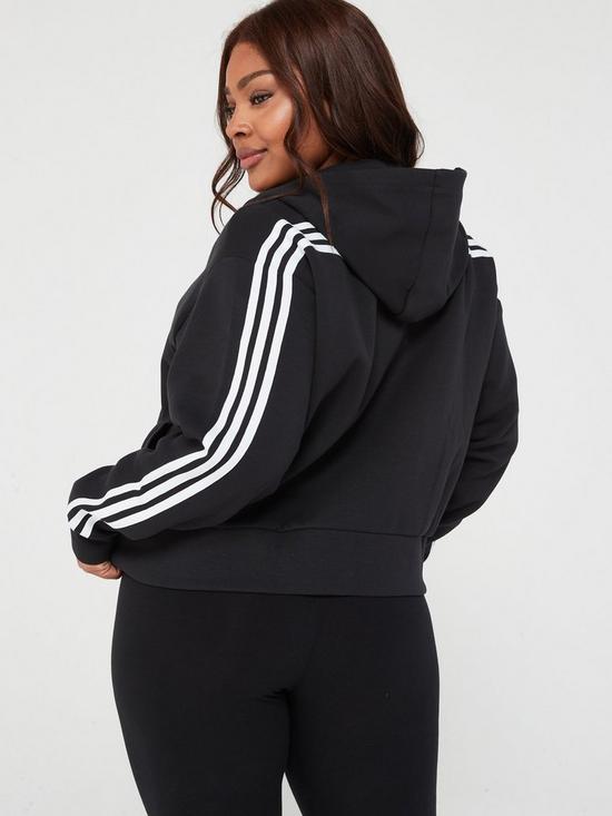stillFront image of adidas-sportswear-future-icons-3-stripe-full-zip-hoodie-plus-size-black