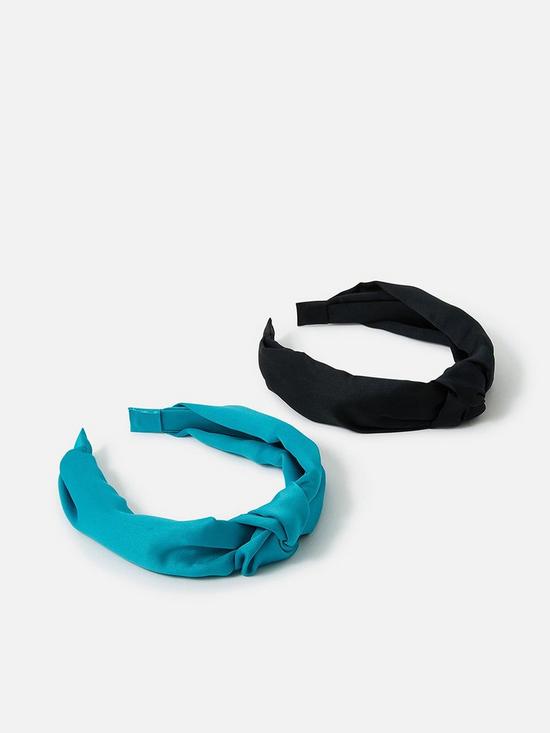 front image of accessorize-knot-satin-headband-2nbsppacknbsp--blackgreen