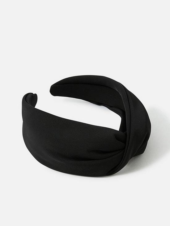 front image of accessorize-wide-twist-satin-headband-black