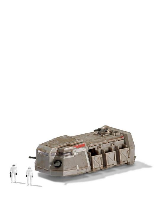 front image of star-wars-micro-galaxy-squadron-transport-class-imperial-troop-transport-6-inch-vehicle-with-two-1-inch-stormtrooper-micro-figures