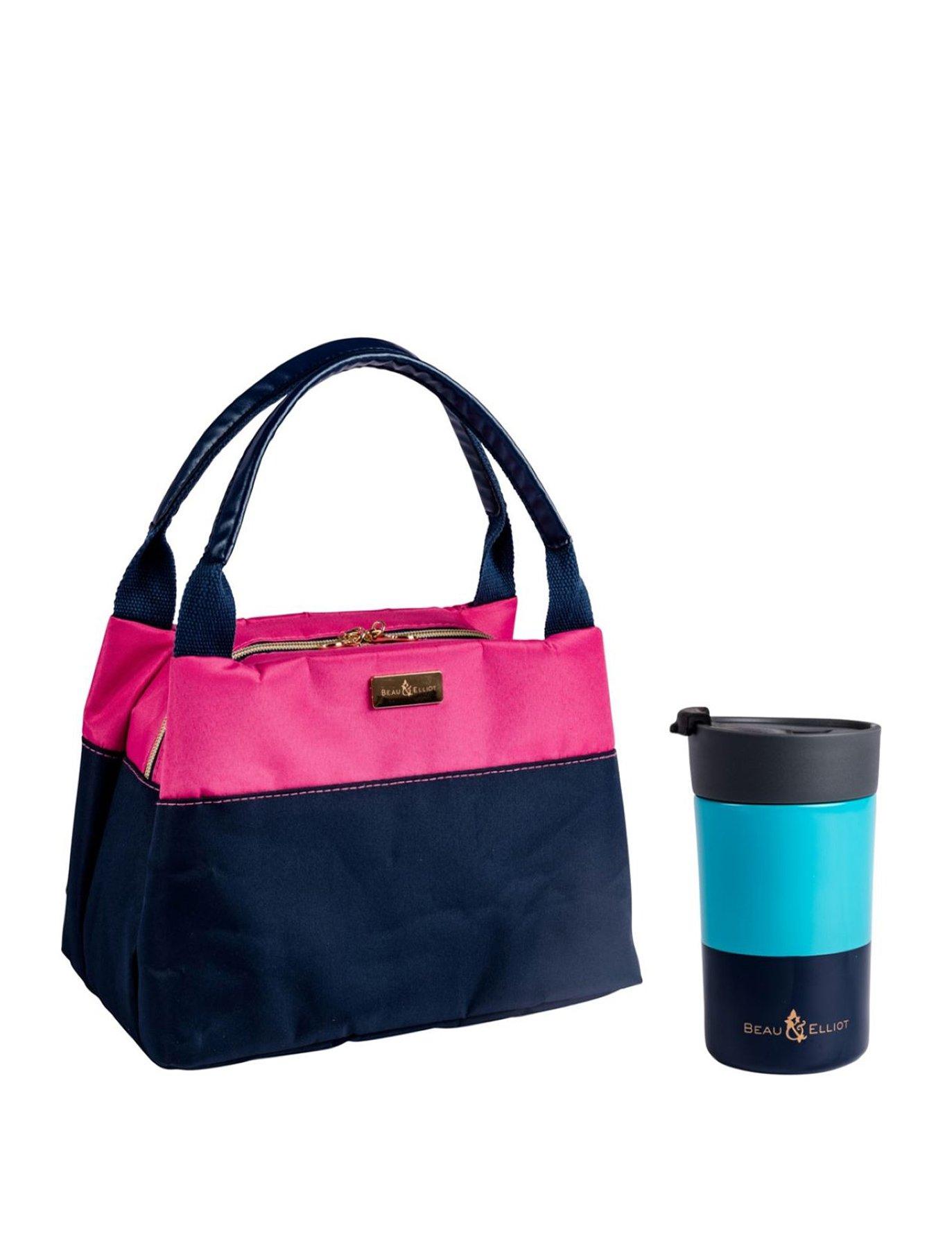 beau-elliot-nbspcolour-block-new-lsquohandbag-design-insulated-lunch-tote-pinknavy-7-litre-stainless-steel-insulated-travel-mug-300ml-aquanavy