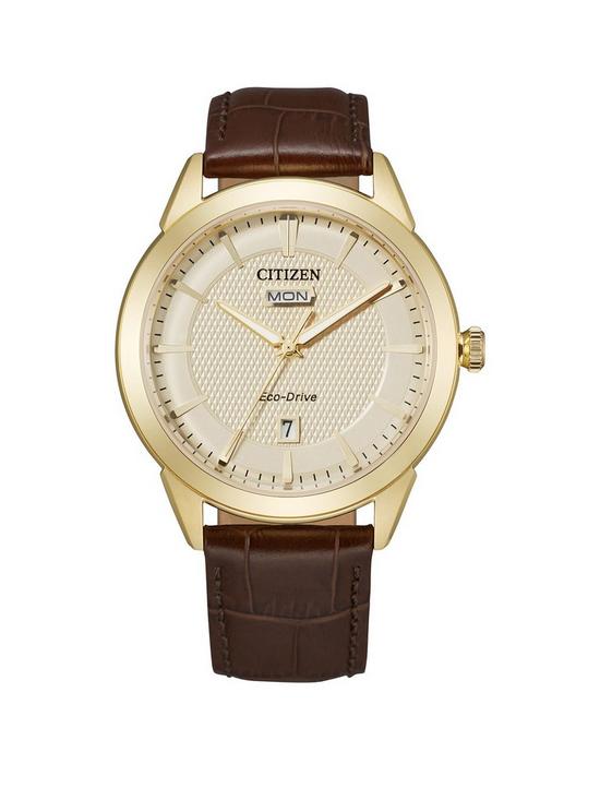 front image of citizen-gents-eco-drive-strap-wr100-watch