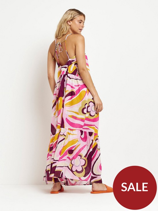 stillFront image of river-island-printed-maxi-trapeze-dress-pink