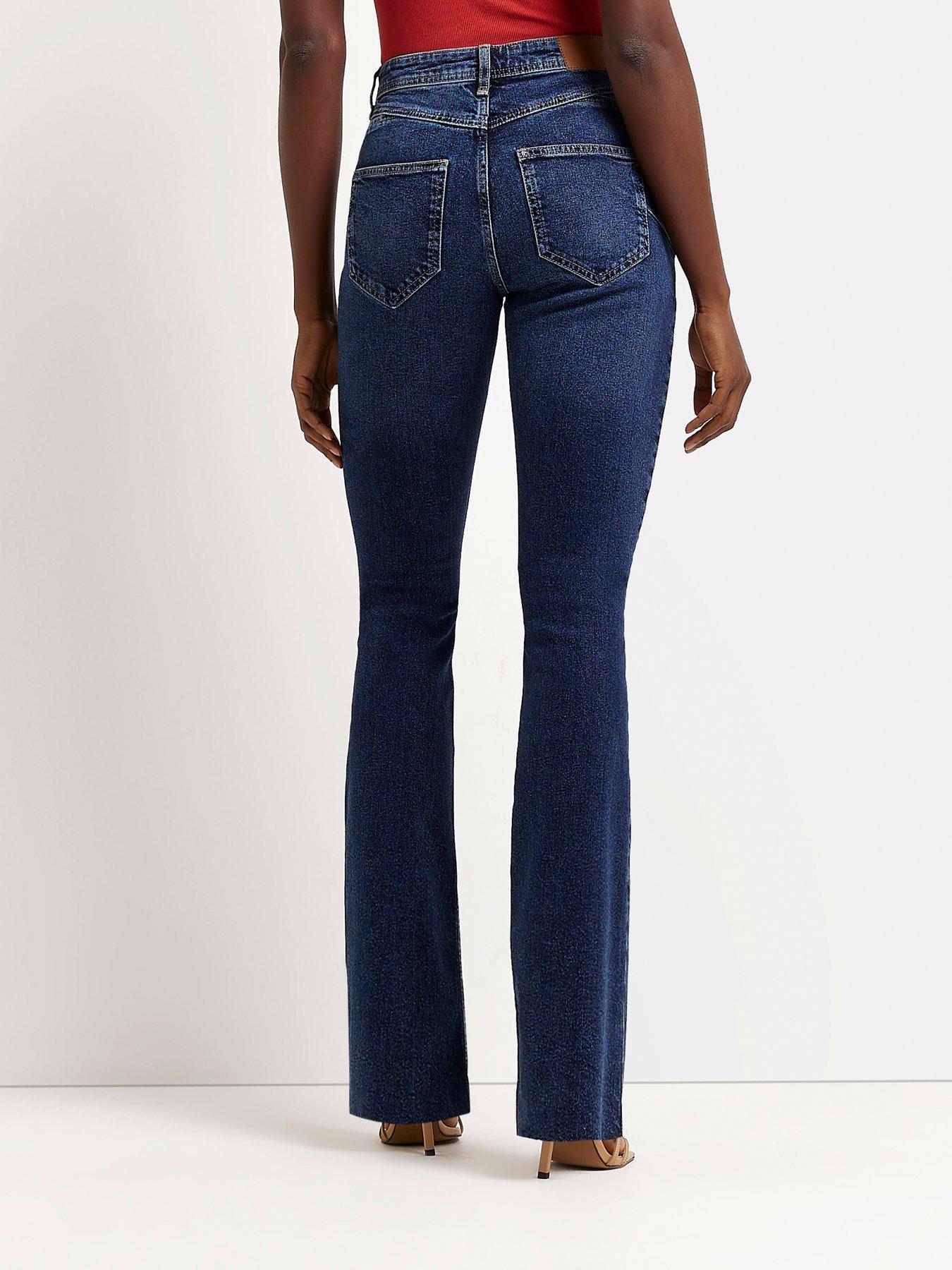 River Island mid rise flared jeans in dark blue