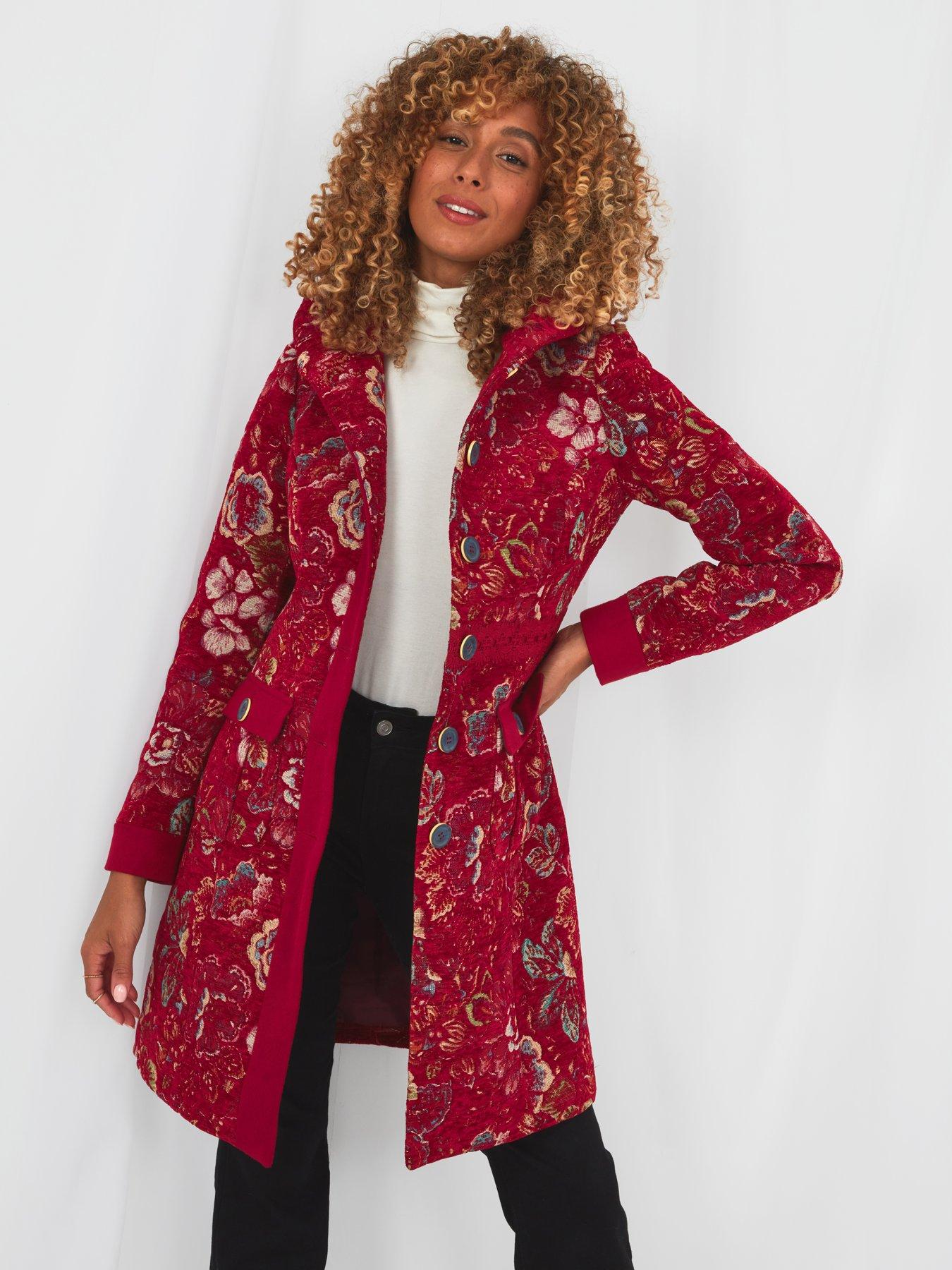 Joe Browns Stunning Red Hooded Coat red Multi
