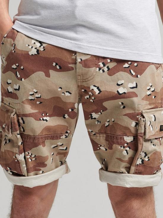front image of superdry-vintage-core-cargo-shorts-camo