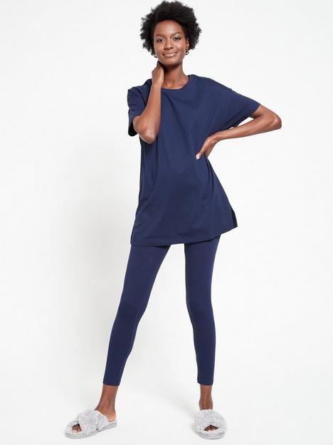 everyday-cotton-short-sleeve-longline-top-and-legging-navy