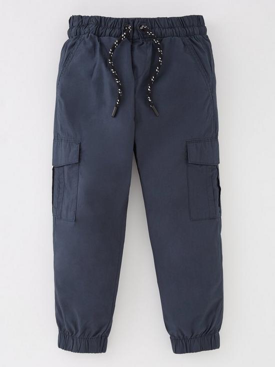 front image of v-by-very-boys-fashion-poplin-cargo-trousers-navy