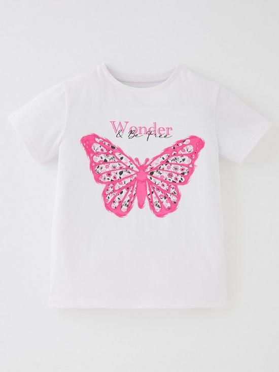front image of everyday-girls-butterfly-t-shirt-white