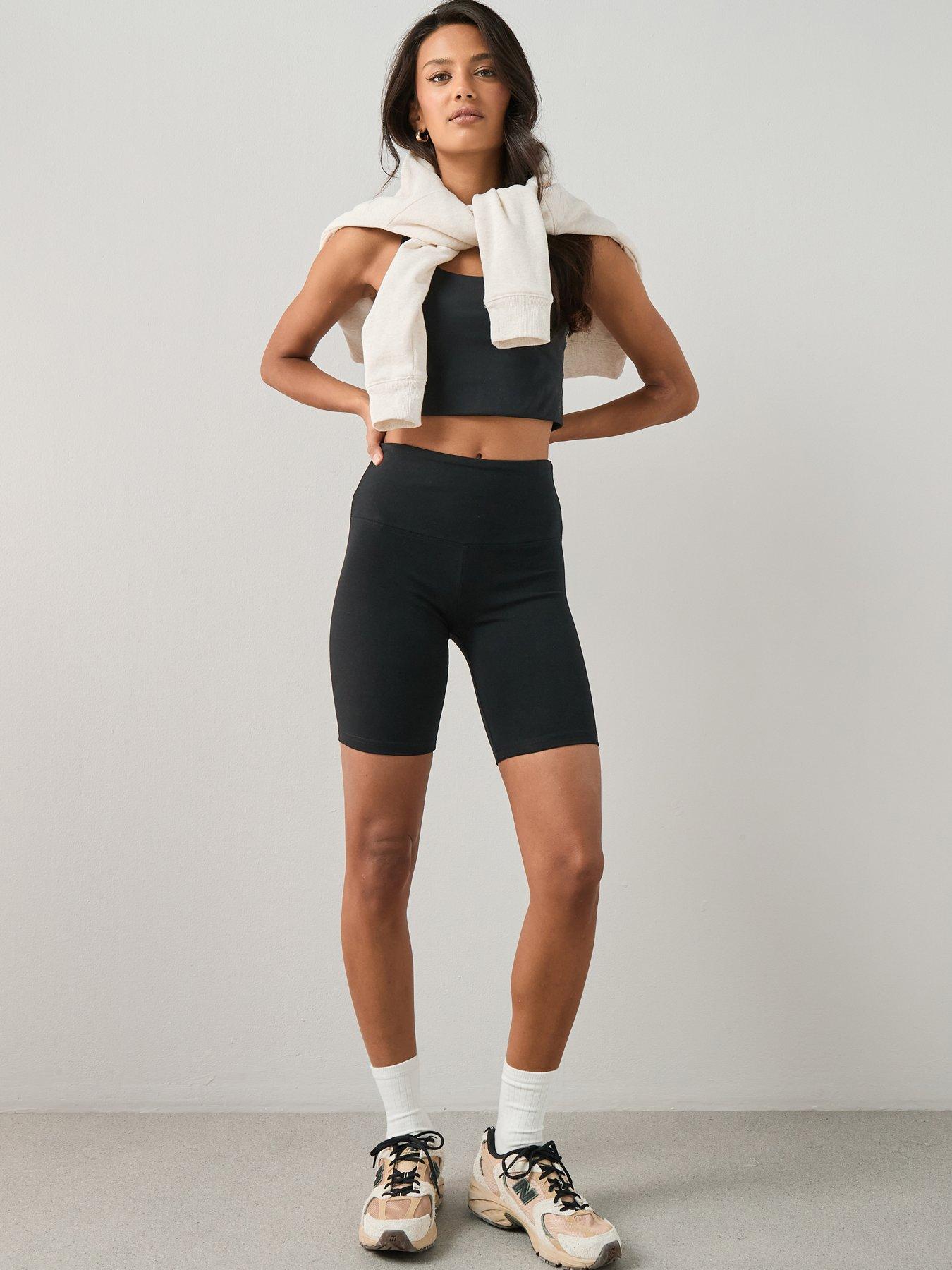Image 1 of 7 of The Very Collection Womens Curve High Waist Stretch Cycling Shorts - Black