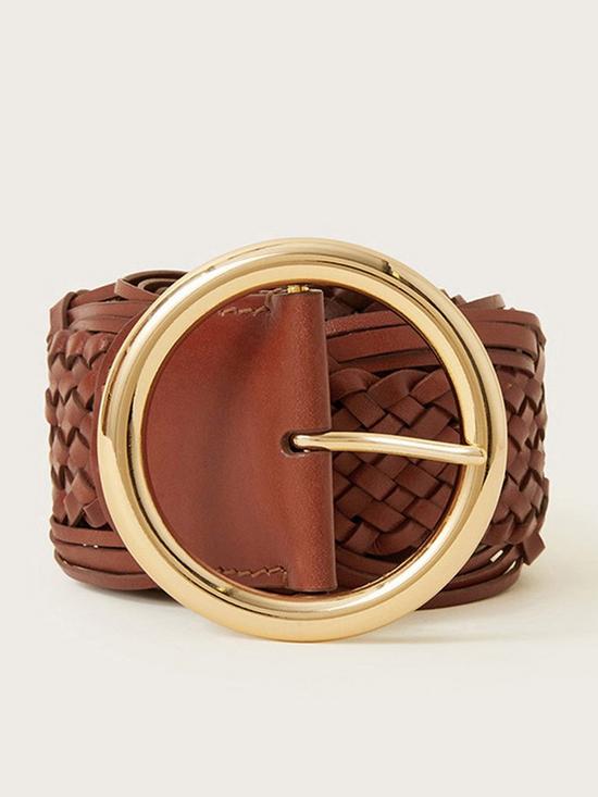 front image of monsoon-woven-circular-round-buckle-belt