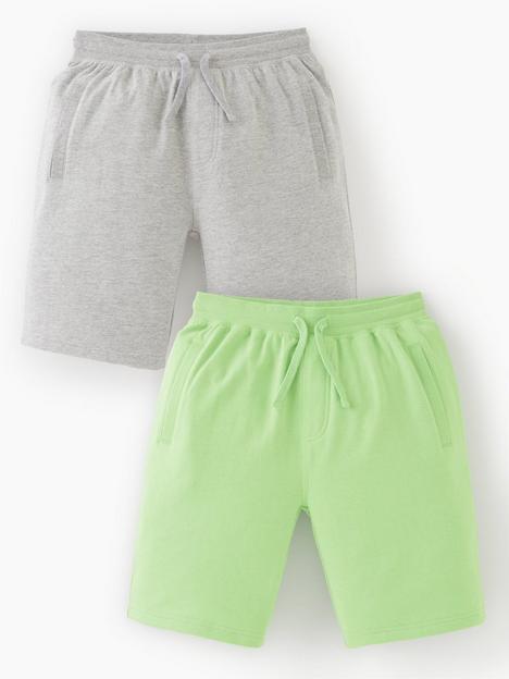 everyday-boys-cotton-rich-essential-jogger-shorts-2-pack-greengrey