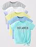  image of v-by-very-girls-5-pack-lovedreamer-ombre-tie-front-tops-multi