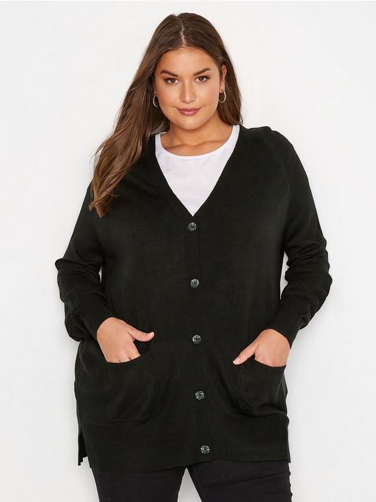 front image of yours-boyfriend-cardigan-black