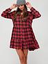  image of superdry-vintage-button-through-mini-dress-red