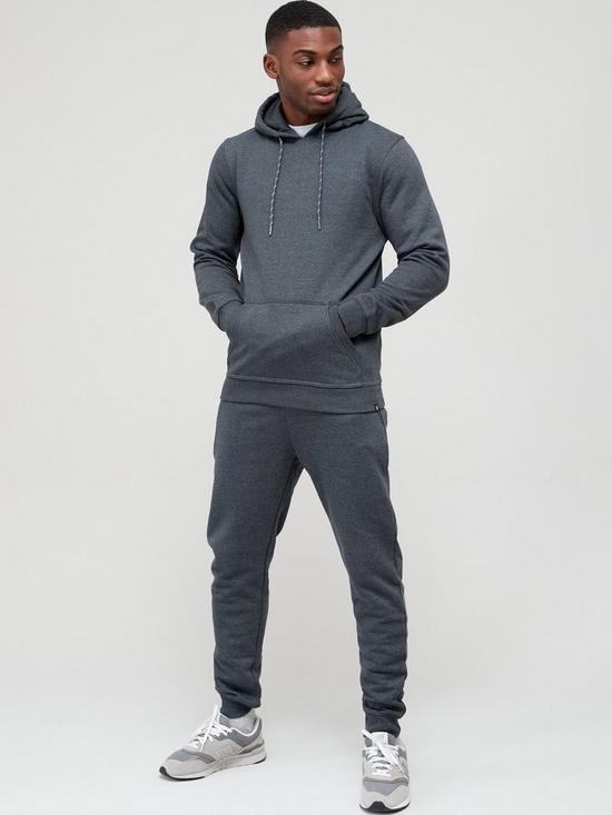 front image of very-man-overhead-hoodie-tracksuit-charcoal