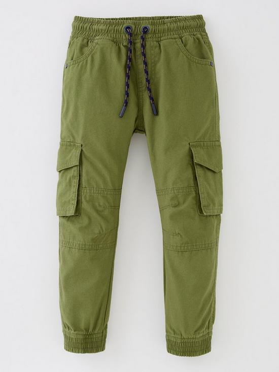 front image of mini-v-by-very-boys-cargo-trouser-olive