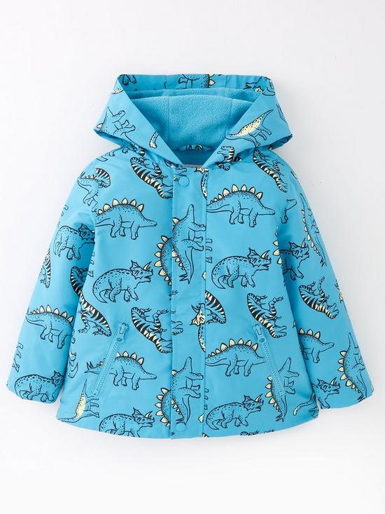 front image of mini-v-by-very-boys-dino-fleece-lined-rain-mac-blue