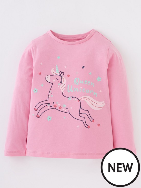 front image of everyday-girls-queen-unicorn-long-sleevenbspt-shirt-pink