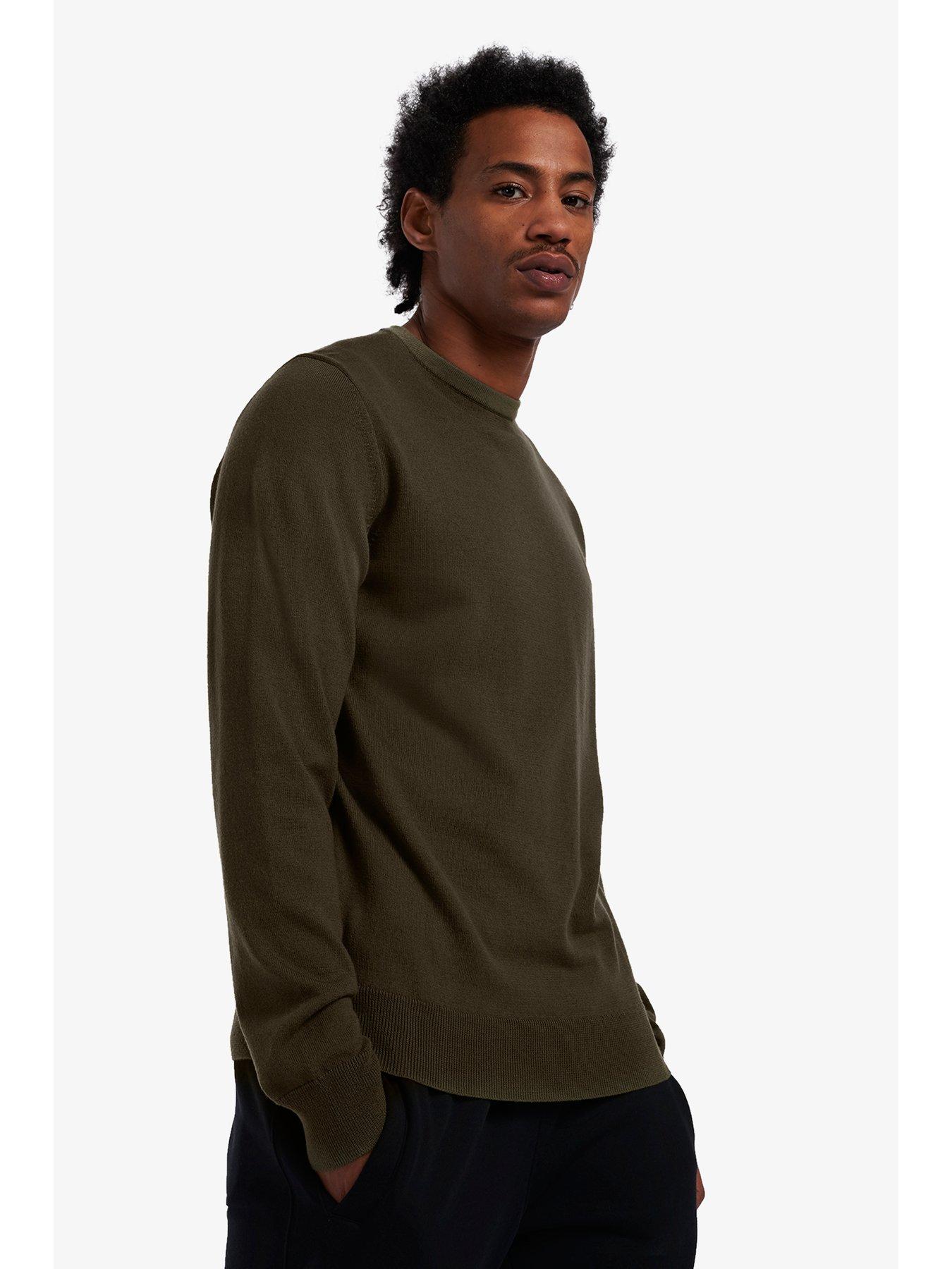 Fred Perry Classic Merino Wool Crew Neck Jumper Green