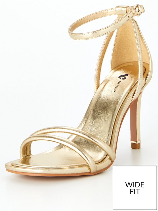 stillFront image of v-by-very-braxton-wide-fit-barely-there-heeled-sandal-gold