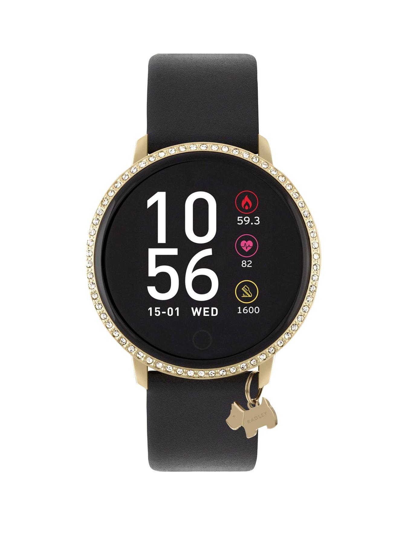 Radley Series 5 Smart Ladies Black Leather Stone Set Smart Watch