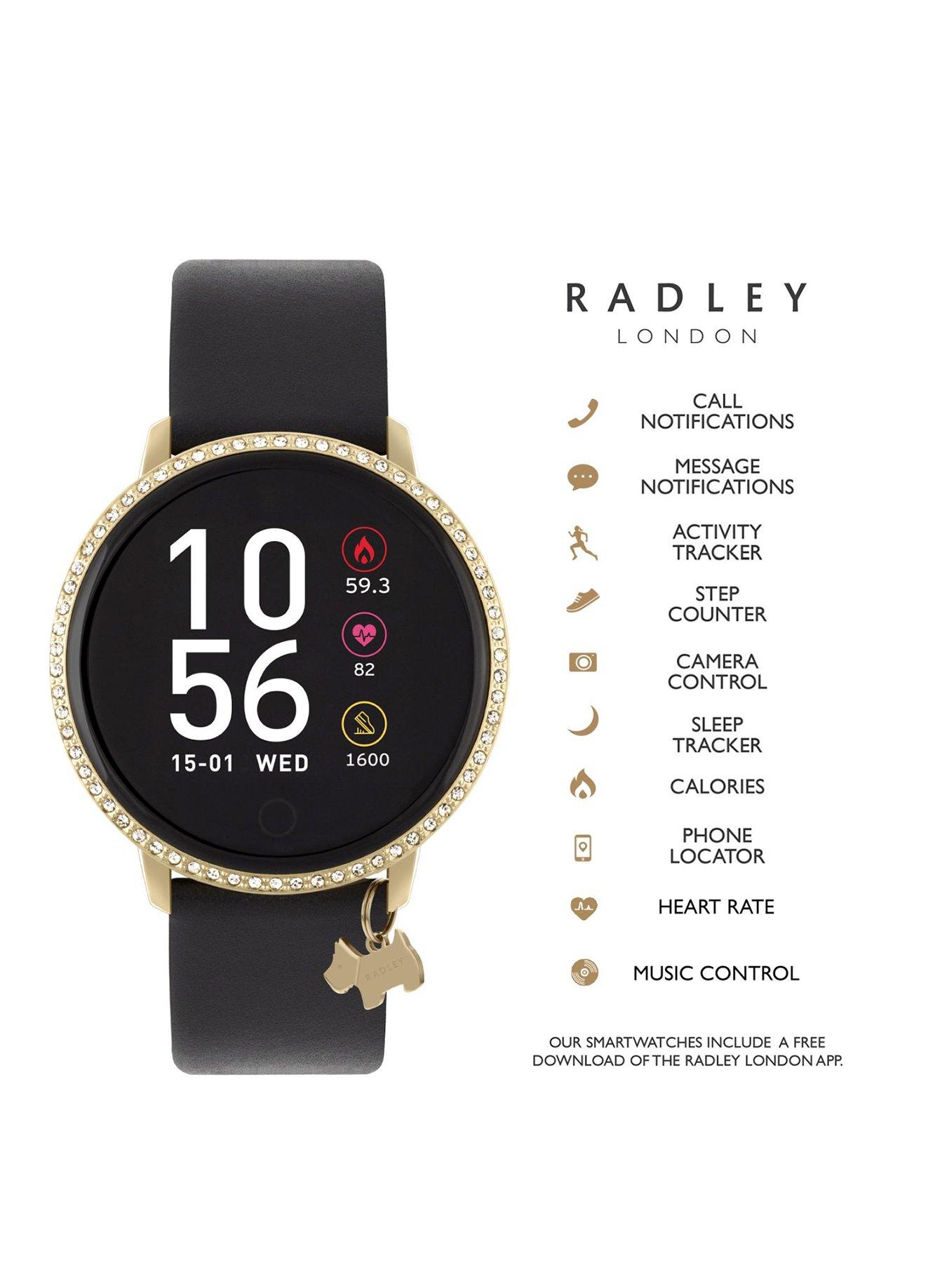 Radley Series 5 Smart Ladies Black Leather Stone Set Smart Watch