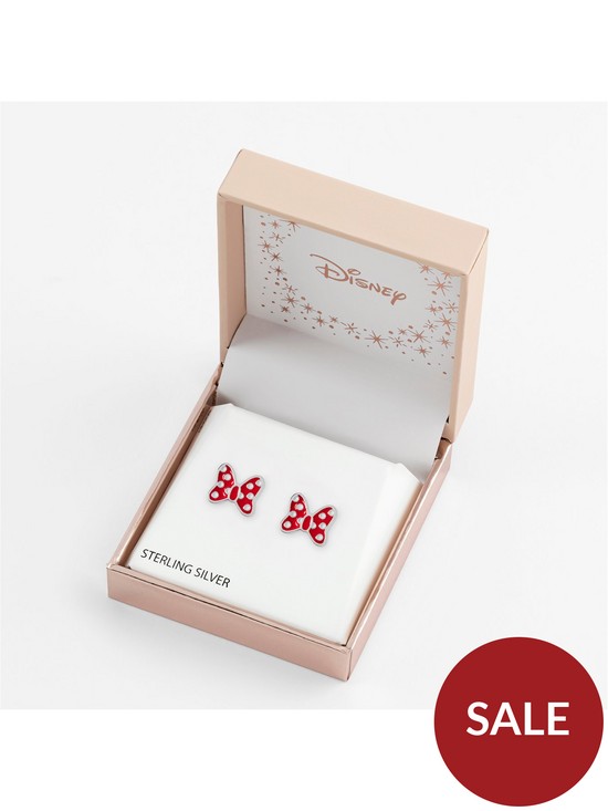 stillFront image of disney-minnie-mouse-sterling-silver-red-enamel-bow-stud-earrings-e906338slph