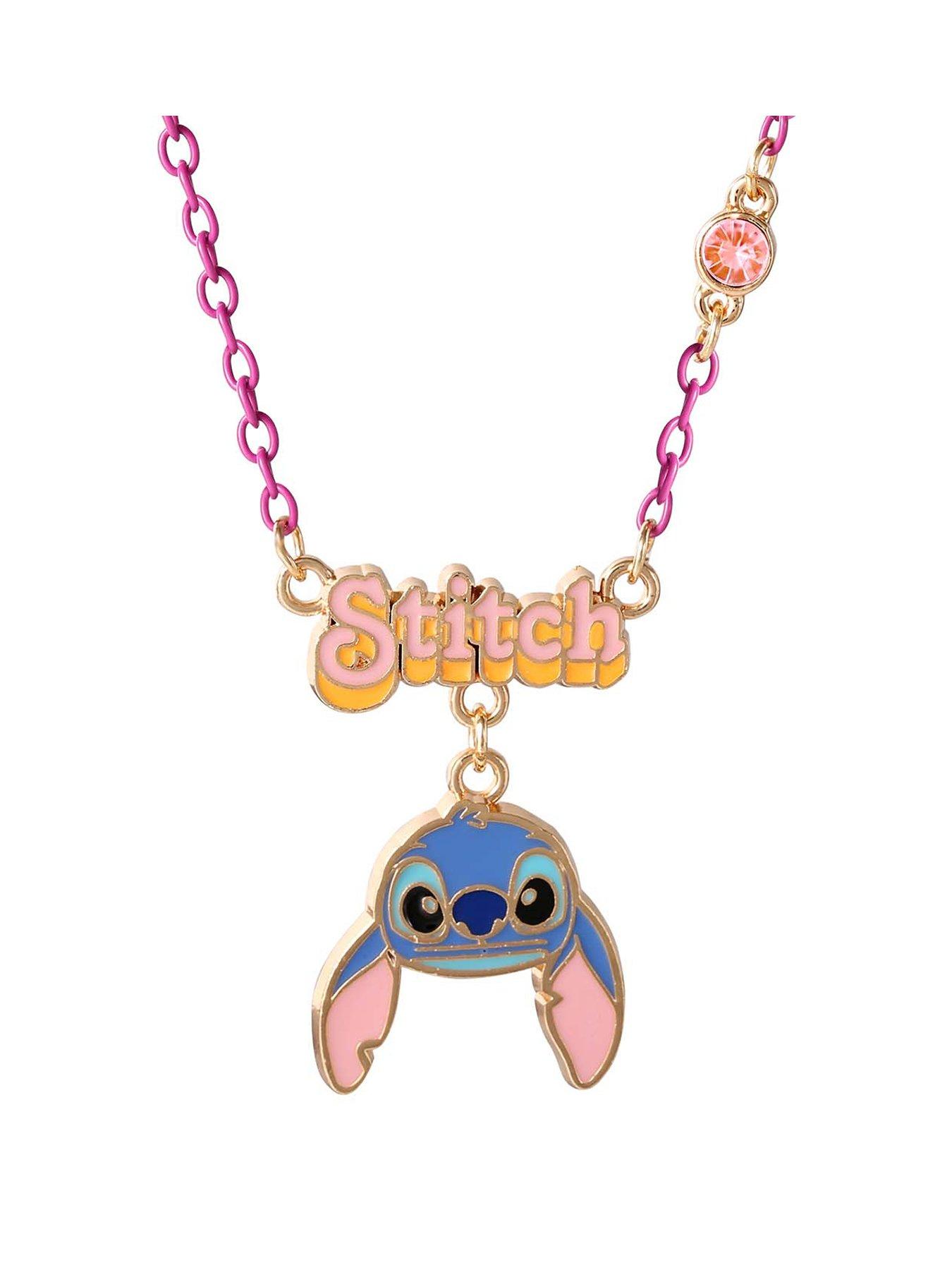 Disney Lilo  &  Stitch Pink, purple and blue enamel Costume Necklace NH00925YRPL-16