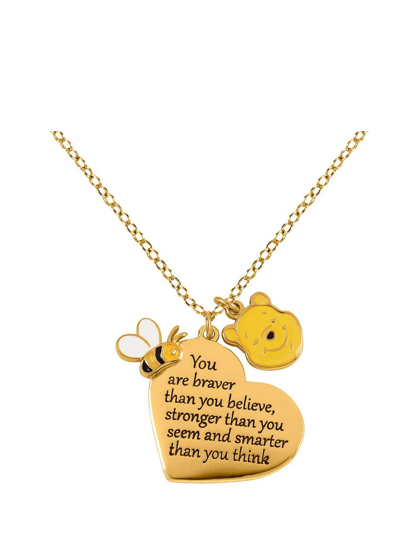undefined Winnie The Pooh Yellow Gold Plated Brass Heart shaped Necklace NF00678YL-18.PH
