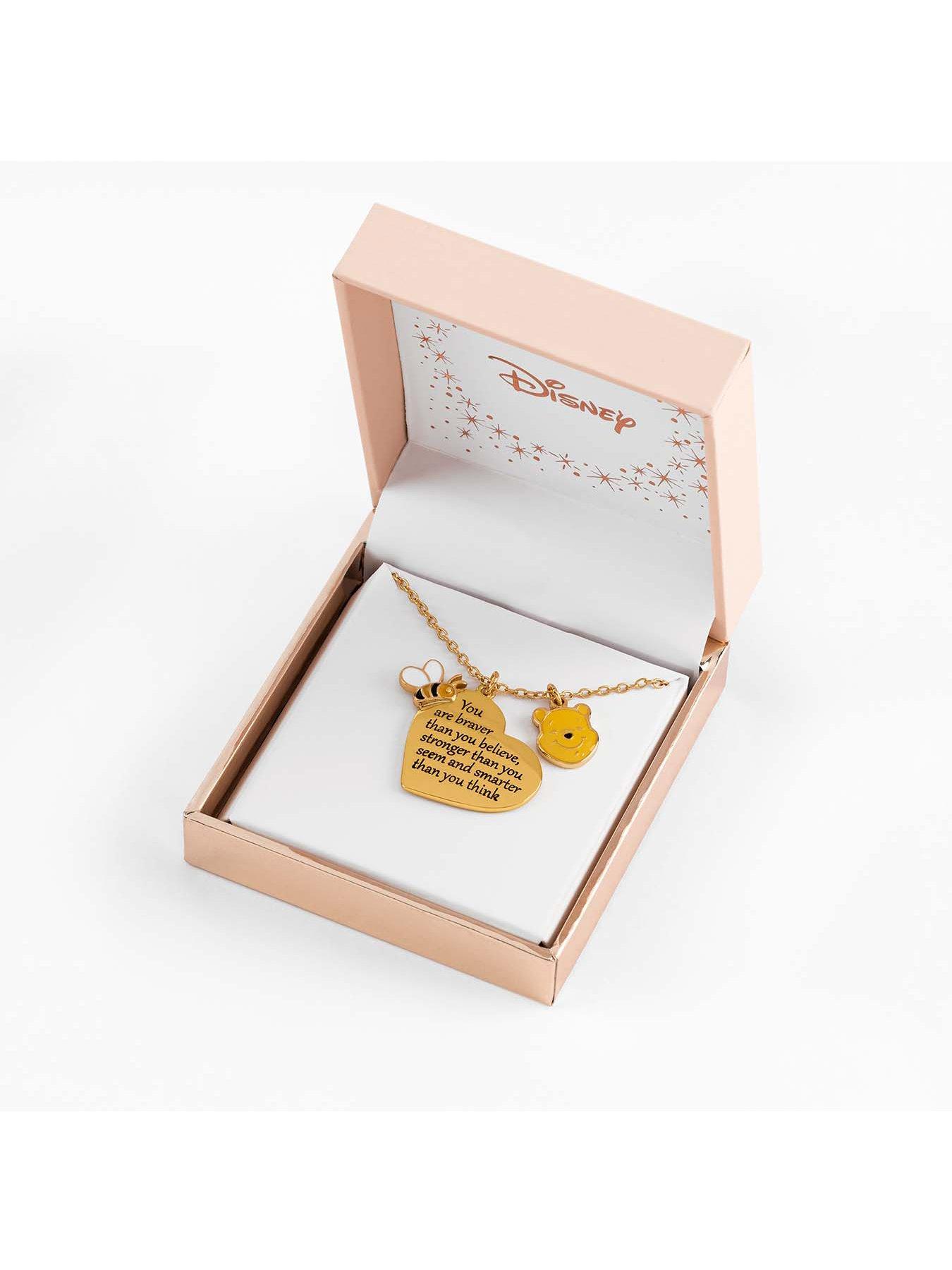  image of disney-winnie-the-pooh-yellow-gold-plated-brass-heart-shaped-necklace-nf00678yl-18ph