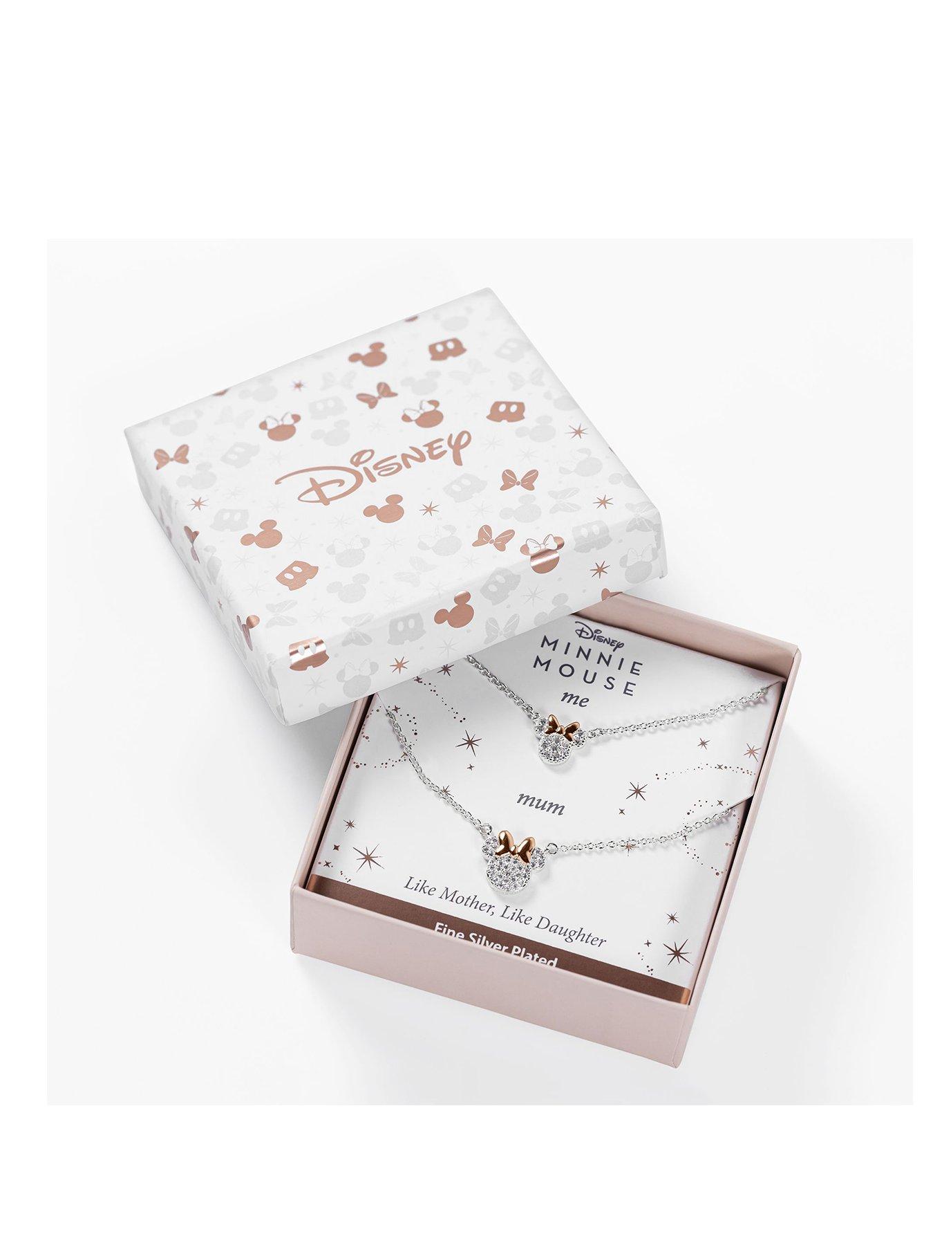 Image 1 of 4 of Disney Minnie Mouse Two Tone Plated CZ Stone Set Mother &amp; Daughter Necklace Set SF00486TZWL.PH