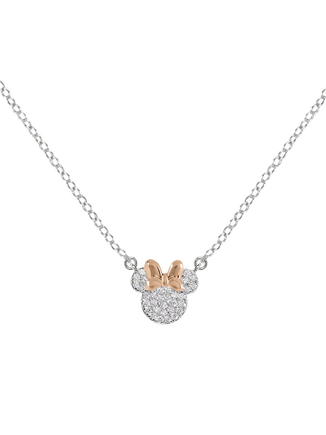 Image 2 of 4 of Disney Minnie Mouse Two Tone Plated CZ Stone Set Mother &amp; Daughter Necklace Set SF00486TZWL.PH