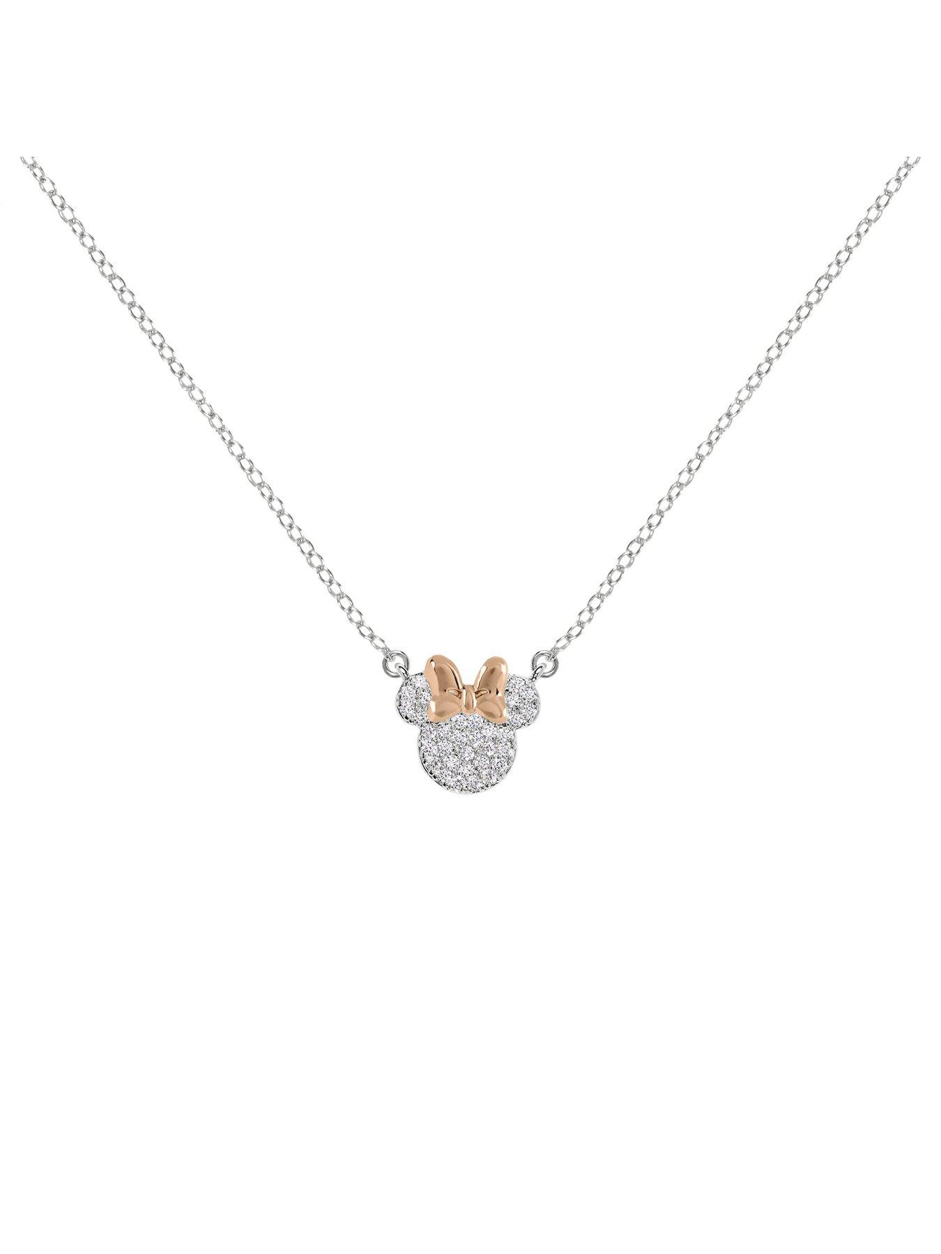 Image 3 of 4 of Disney Minnie Mouse Two Tone Plated CZ Stone Set Mother &amp; Daughter Necklace Set SF00486TZWL.PH