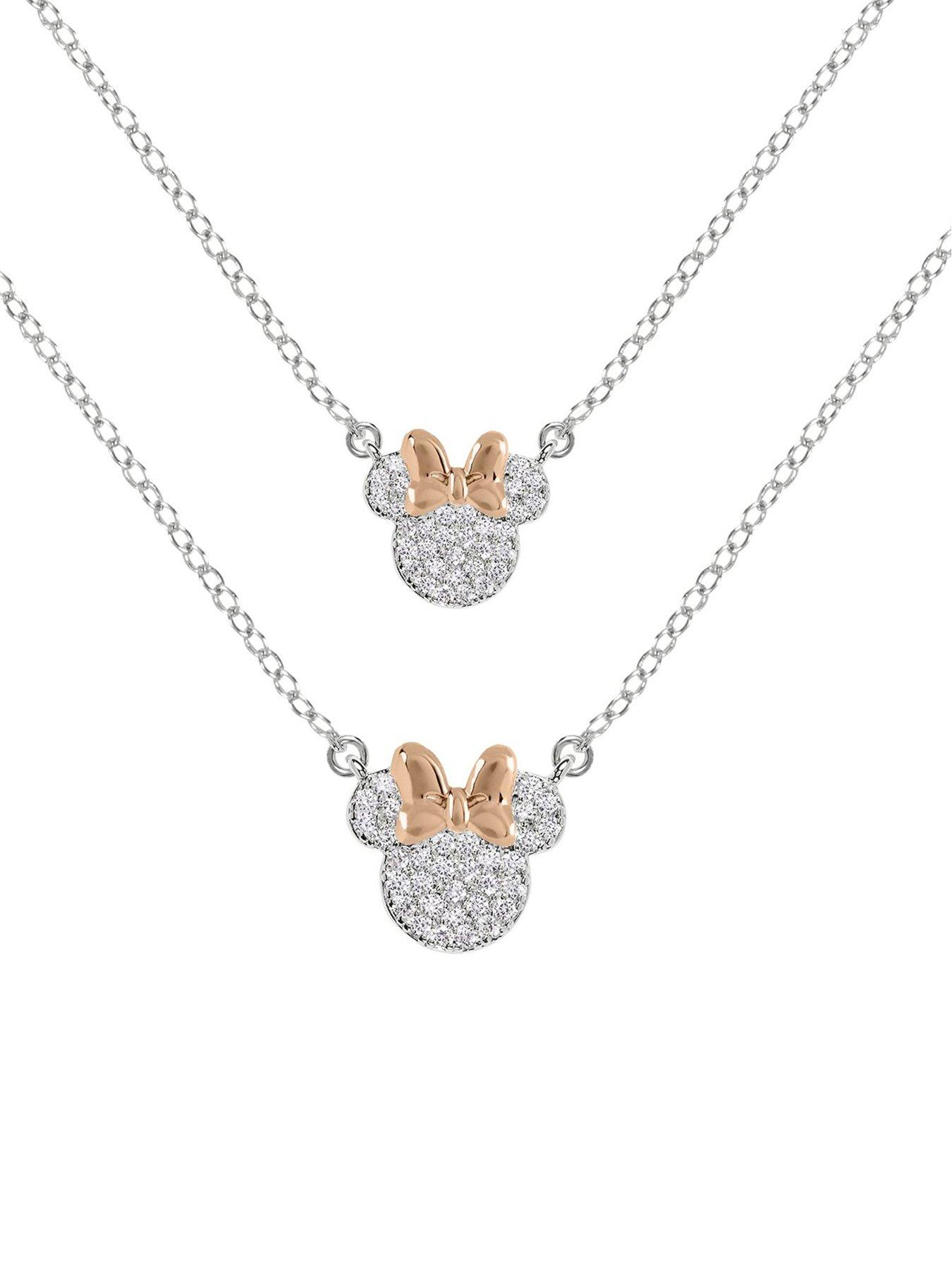 Image 4 of 4 of Disney Minnie Mouse Two Tone Plated CZ Stone Set Mother &amp; Daughter Necklace Set SF00486TZWL.PH