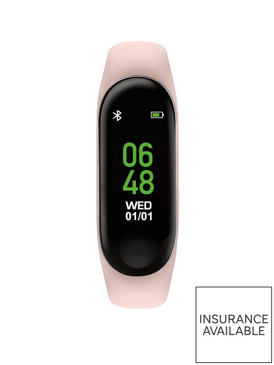 front image of reflex-active-series-1-activity-tracker-with-colour-touch-screen-and-pink-silicone-strap