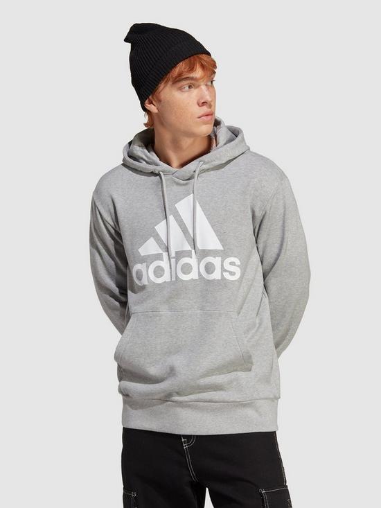 front image of adidas-sportswear-essentials-french-terry-big-logo-hoodie-medium-grey-heather