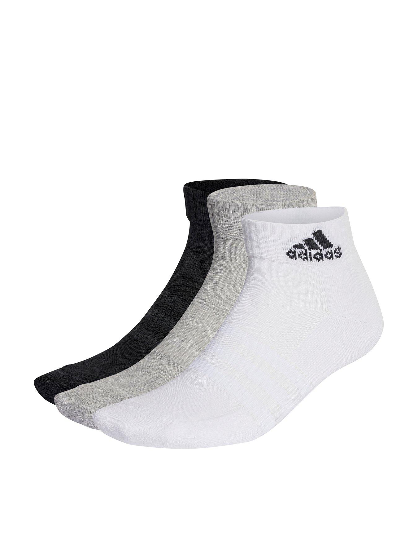 undefined Unisex 3 Pack Cushioned Ankle Socks - White/Grey