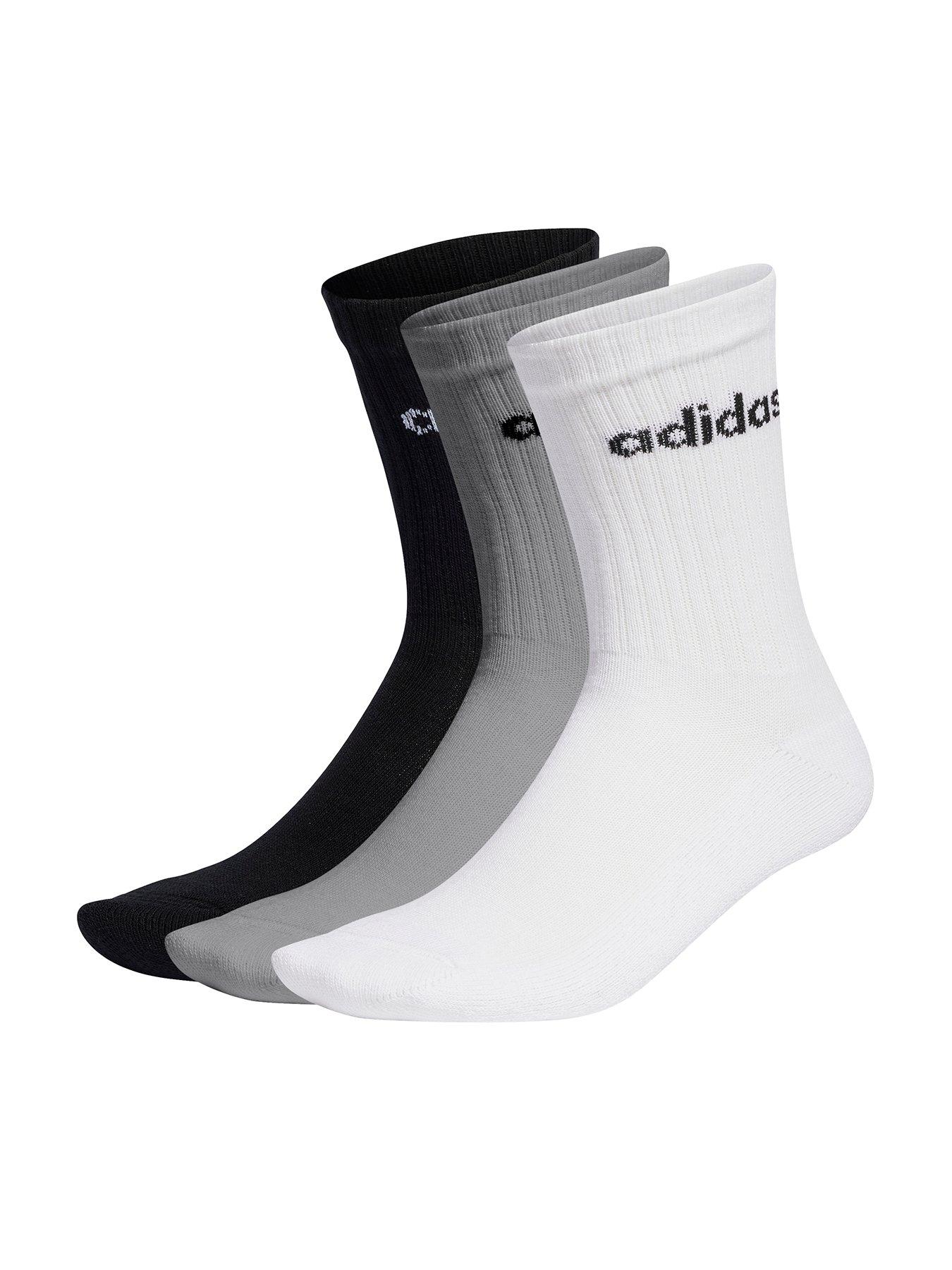 adidas Sportswear Unisex 3 Pack Cushioned Linear Crew Socks - White/Grey