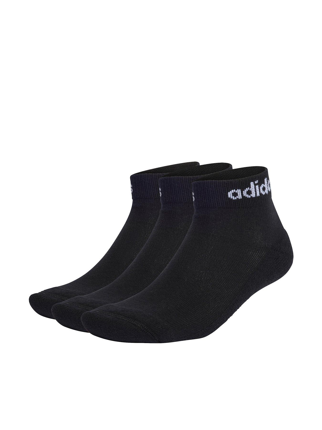 undefined Unisex 3 Pack Cushioned Linear Ankle Socks - Black