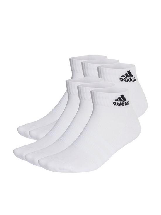 front image of adidas-sportswear-cushioned-ankle-socks-6-pairs-whiteblack