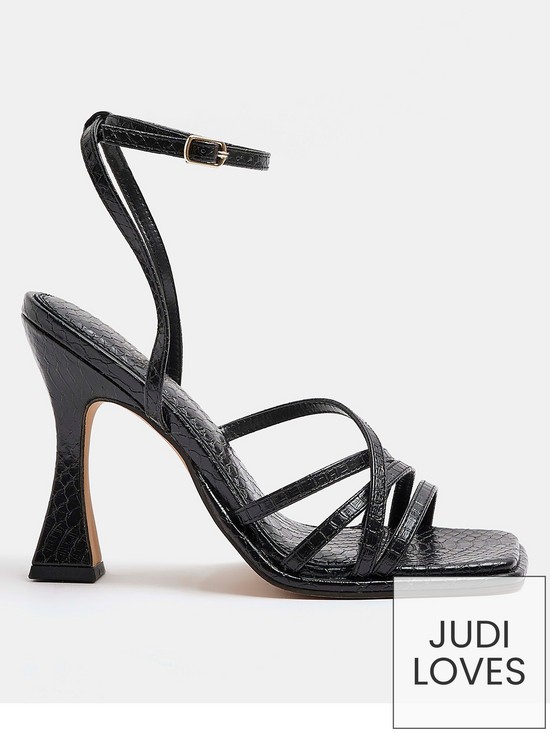 front image of river-island-wide-fit-barelynbspthere-sandal-black