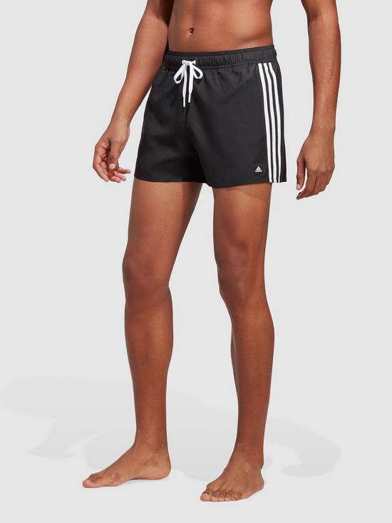 front image of adidas-sportswear-3-stripes-clx-swim-shorts-blackwhite