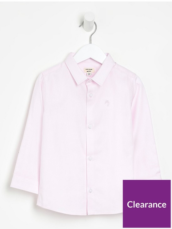 front image of river-island-mini-mini-boys-long-sleeve-twill-shirt-pink