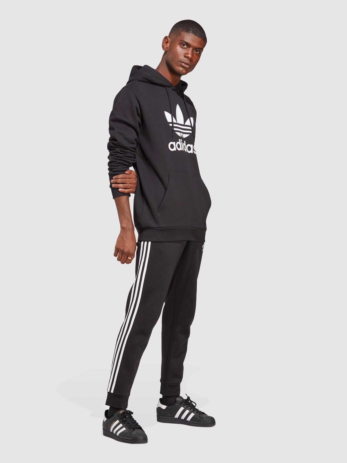 Adidas originals outline trefoil hoodie in blac hot sale