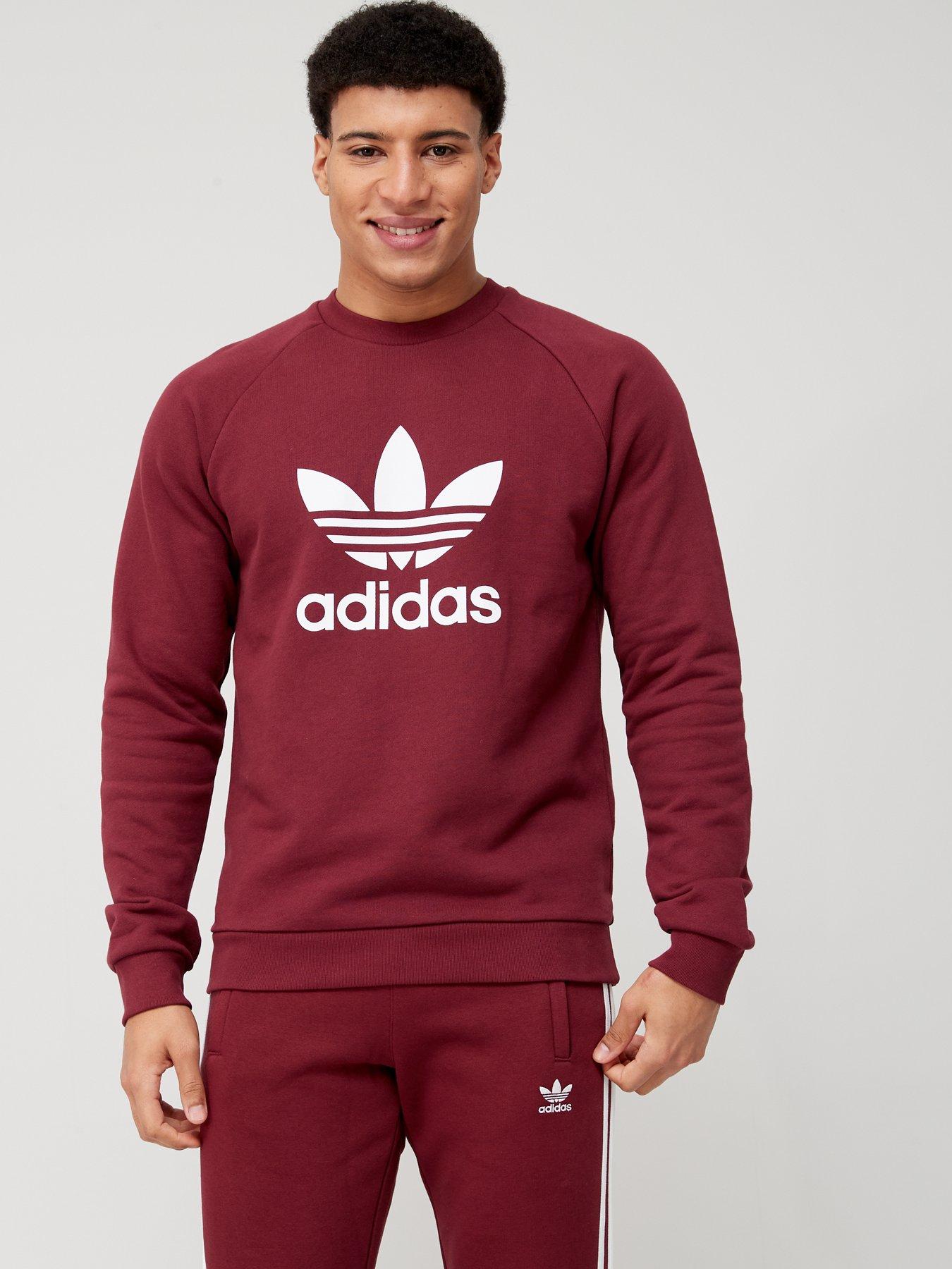 Adidas originals trefoil crew best sale neck sweatshirt in maroon